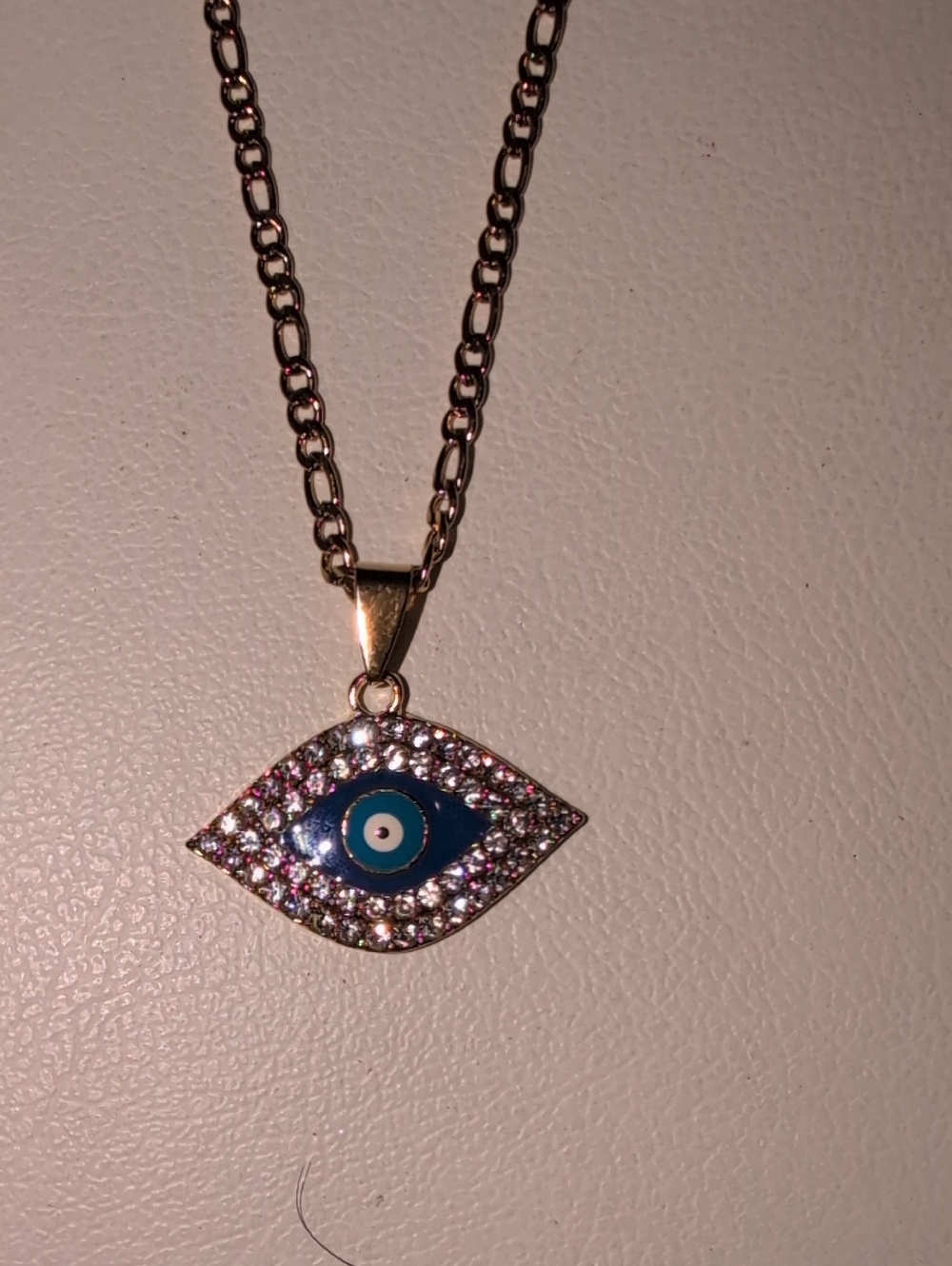 FASHION Gold-Tone Blue Evil Eye Pendant Necklace
